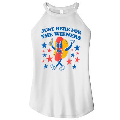 Just Here For The Wieners Funny Hot Dog 4th Of July Women's Perfect Tri Rocker Tank