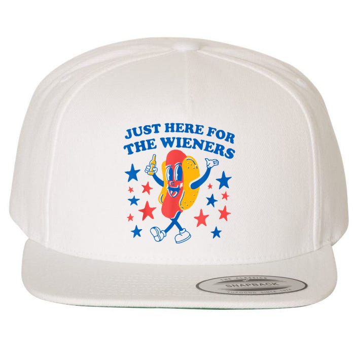 Just Here For The Wieners Funny Hot Dog 4th Of July Wool Snapback Cap
