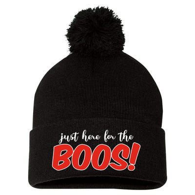 Just Here For The Boos Funny Halloween Pom Pom 12in Knit Beanie