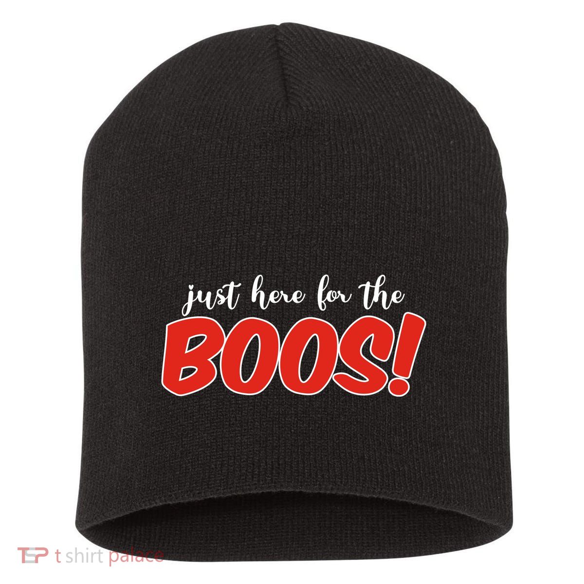 Just Here For The Boos Funny Halloween Short Acrylic Beanie