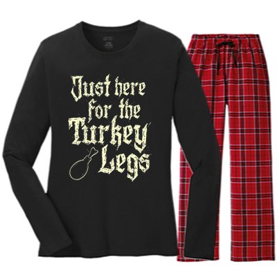 Just Here For Turkey Legs Renaissance Faire Ren Festival Women's Long Sleeve Flannel Pajama Set 