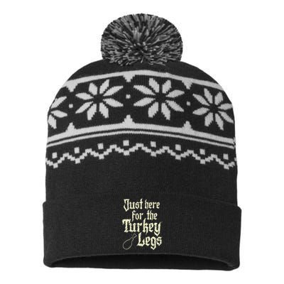 Just Here For Turkey Legs Renaissance Faire Ren Festival USA-Made Snowflake Beanie