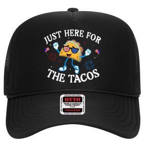 Just Here For The Tacos Sunglasses High Crown Mesh Back Trucker Hat