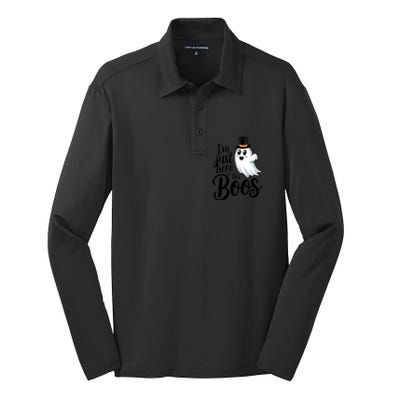 Just Here For The Boos Ghost Humor Funny Gift Silk Touch Performance Long Sleeve Polo