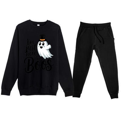 Just Here For The Boos Ghost Humor Funny Gift Premium Crewneck Sweatsuit Set