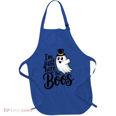 Just Here For The Boos Ghost Humor Funny Gift Full-Length Apron With Pockets