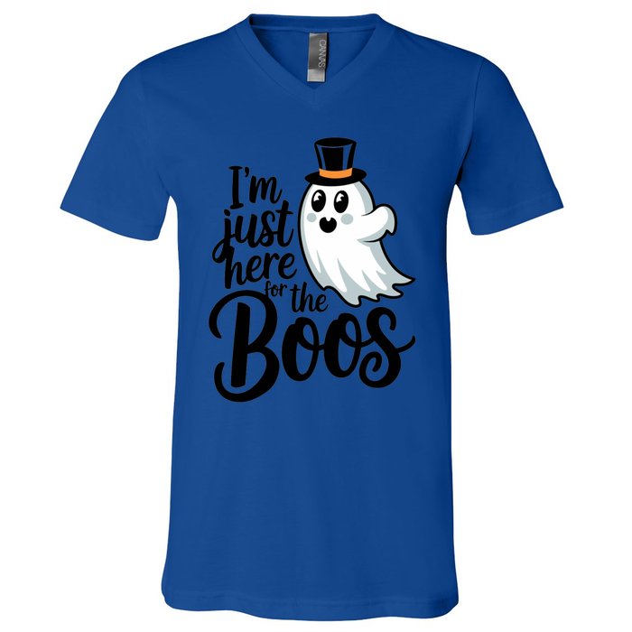 Just Here For The Boos Ghost Humor Funny Gift V-Neck T-Shirt