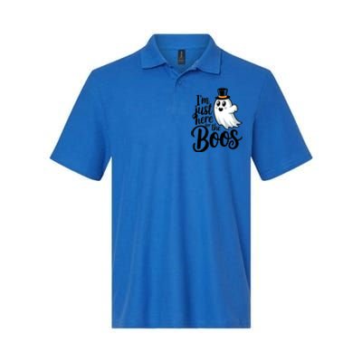 Just Here For The Boos Ghost Humor Funny Gift Softstyle Adult Sport Polo