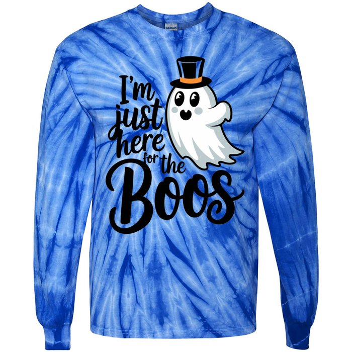 Just Here For The Boos Ghost Humor Funny Gift Tie-Dye Long Sleeve Shirt