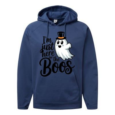 Just Here For The Boos Ghost Humor Funny Gift Performance Fleece Hoodie