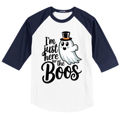 Just Here For The Boos Ghost Humor Funny Gift Baseball Sleeve Shirt