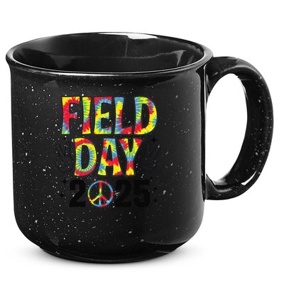 Just Here For Field Day 2025 Sign Peace Teacher Tie Dye 15oz Campfire Ceramic Mug