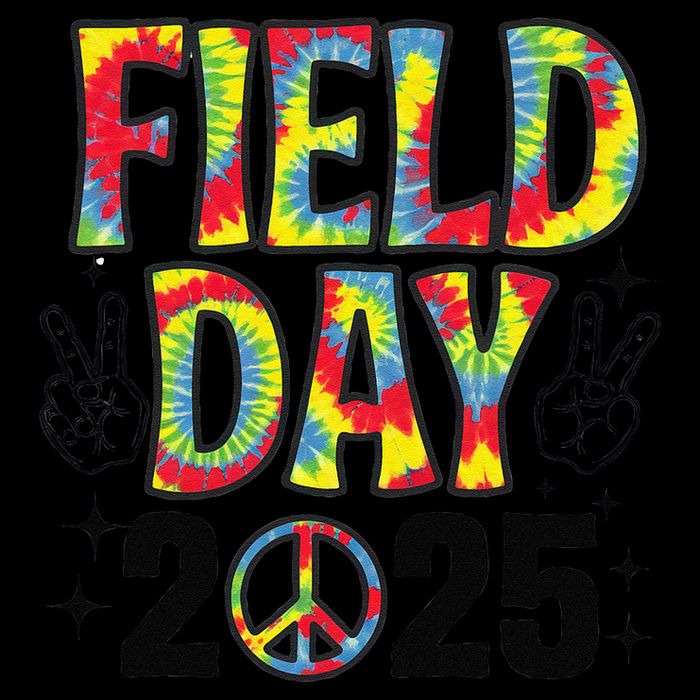 Just Here For Field Day 2025 Sign Peace Teacher Tie Dye Bag