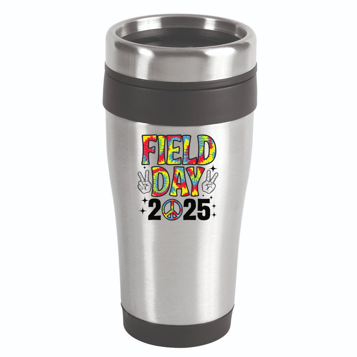 Just Here For Field Day 2025 Sign Peace Teacher Tie Dye 16oz Travel Tumbler
