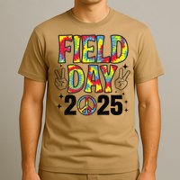 Just Here For Field Day 2025 Sign Peace Teacher Tie Dye T-Shirt