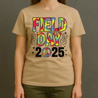 Just Here For Field Day 2025 Sign Peace Teacher Tie Dye T-Shirt
