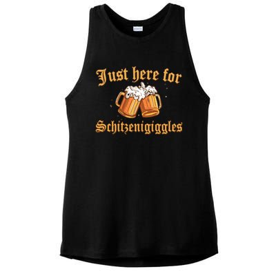 Just Here For Schitzengiggles Funny Oktoberfest Ladies PosiCharge Tri-Blend Wicking Tank