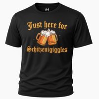 Just Here For Schitzengiggles Funny Oktoberfest Cooling Performance Crew T-Shirt