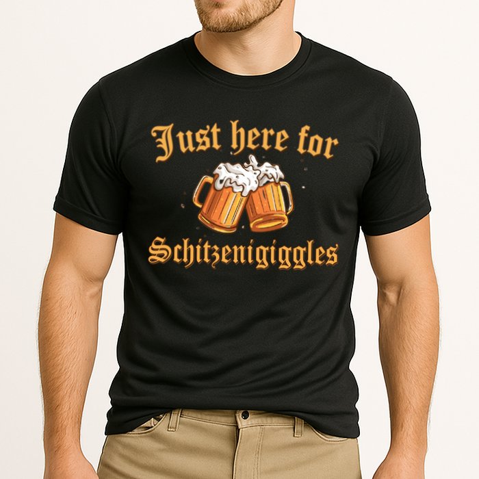 Just Here For Schitzengiggles Funny Oktoberfest Cooling Performance Crew T-Shirt