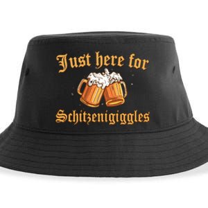 Just Here For Schitzengiggles Funny Oktoberfest Sustainable Bucket Hat