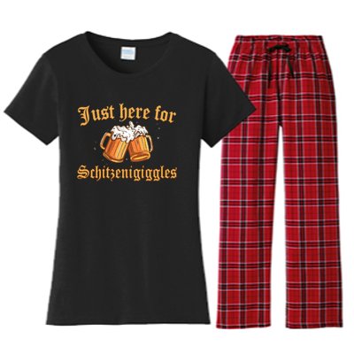 Just Here For Schitzengiggles Funny Oktoberfest Women's Flannel Pajama Set