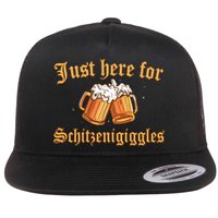 Just Here For Schitzengiggles Funny Oktoberfest Flatbill Hat