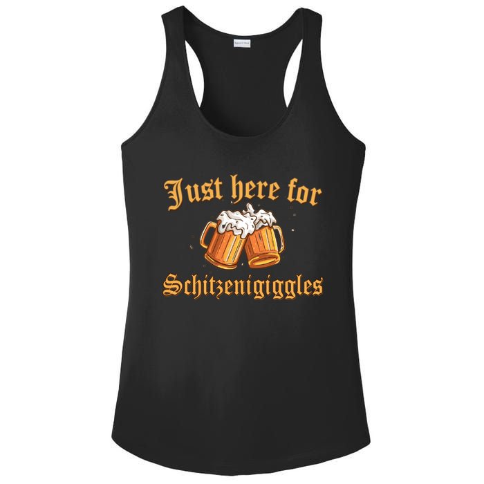 Just Here For Schitzengiggles Funny Oktoberfest Ladies PosiCharge Competitor Racerback Tank