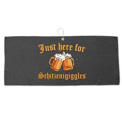 Just Here For Schitzengiggles Funny Oktoberfest Large Microfiber Waffle Golf Towel