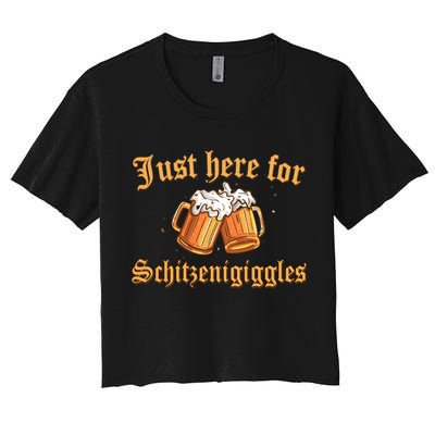 Just Here For Schitzengiggles Funny Oktoberfest Crop Top
