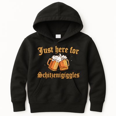 Just Here For Schitzengiggles Funny Oktoberfest Kids Hoodie