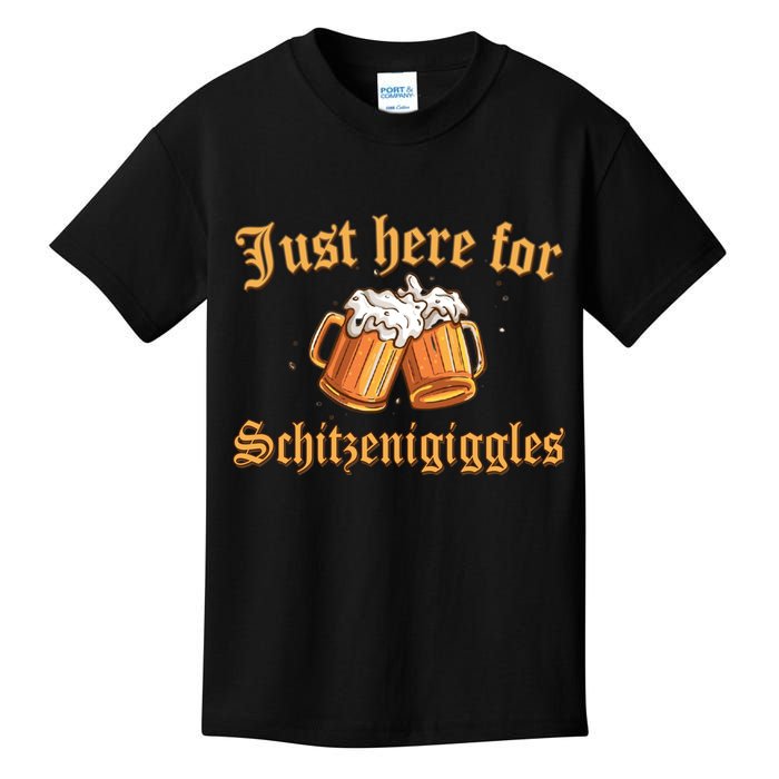 Just Here For Schitzengiggles Funny Oktoberfest Kids T-Shirt