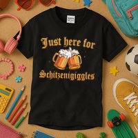 Just Here For Schitzengiggles Funny Oktoberfest Kids T-Shirt