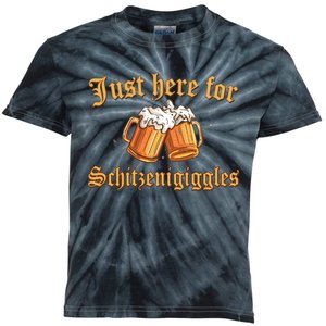 Just Here For Schitzengiggles Funny Oktoberfest Kids Tie-Dye T-Shirt