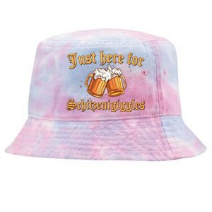 Just Here For Schitzengiggles Funny Oktoberfest Tie-Dyed Bucket Hat