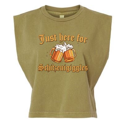 Just Here For Schitzengiggles Funny Oktoberfest Garment-Dyed Women's Muscle Tee