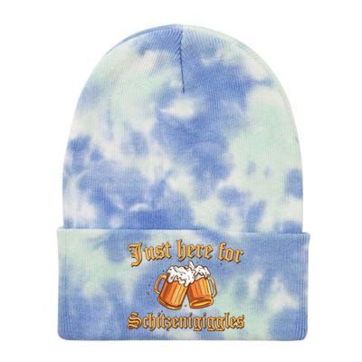 Just Here For Schitzengiggles Funny Oktoberfest Tie Dye 12in Knit Beanie