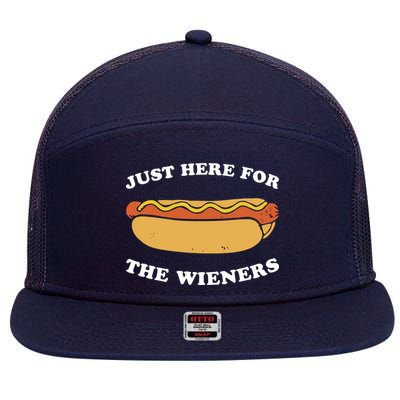 I'm Just Here For The Wieners 4th Of July Shirts 7 Panel Mesh Trucker Snapback Hat