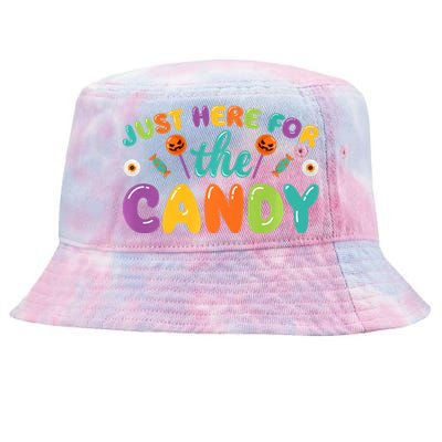 Just Here For The Candy Funny Halloween Tie-Dyed Bucket Hat