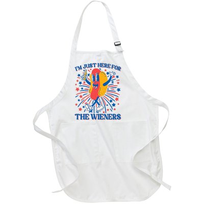 Just Here For The Wieners Hot Dog Funny 4th Of July Full-Length Apron With Pockets