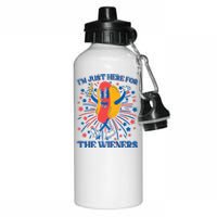 Just Here For The Wieners Hot Dog Funny 4th Of July Aluminum Water Bottle