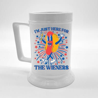 Just Here For The Wieners Hot Dog Funny 4th Of July Beer Stein