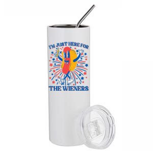 Just Here For The Wieners Hot Dog Funny 4th Of July Stainless Steel Tumbler