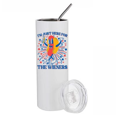 Just Here For The Wieners Hot Dog Funny 4th Of July Stainless Steel Tumbler