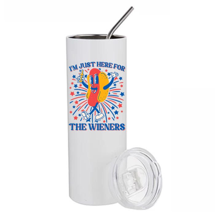 Just Here For The Wieners Hot Dog Funny 4th Of July Stainless Steel Tumbler