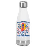 Just Here For The Wieners Hot Dog Funny 4th Of July Stainless Steel Insulated Water Bottle