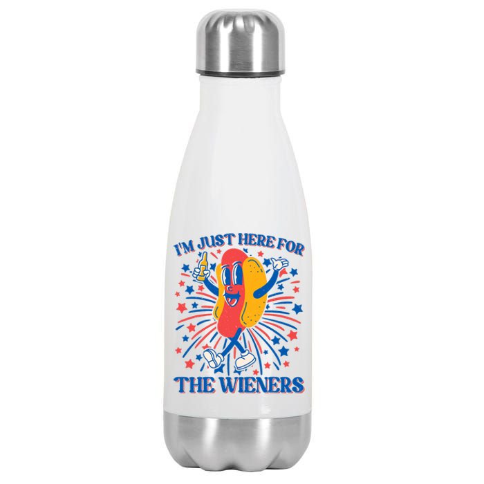 Just Here For The Wieners Hot Dog Funny 4th Of July Stainless Steel Insulated Water Bottle