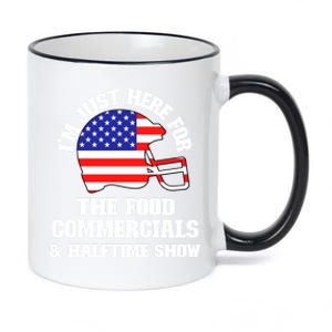 Just Here For Food Commercials And Halftime Show Usa Football Gift 11oz Black Color Changing Mug