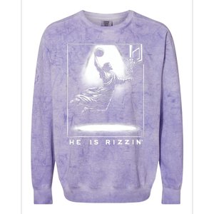 Jesus He Is Rizzin Basketball Easter Christian Religious Colorblast Crewneck Sweatshirt