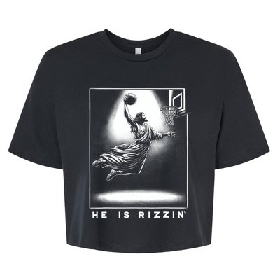 Jesus He Is Rizzin Basketball Easter Christian Religious Bella+Canvas Jersey Crop Tee