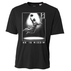 Jesus He Is Rizzin Basketball Easter Christian Religious Cooling Performance Crew T-Shirt